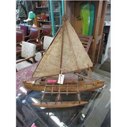 Outrigger Canoe Model - 12" x 34" x 26" tall