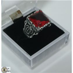 RED STONE MENS RING SIZE 9