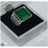 Image 1 : GREEN STONE MENS RING SIZE 9