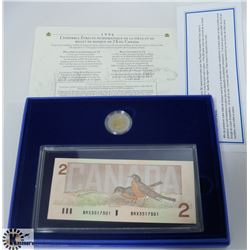 1986 REPLACEMENT CANADA $2 NOTE AND COIN SET