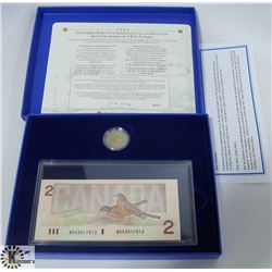 1986 REPLACEMENT CANADA $2 NOTE AND COIN SET