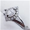 Image 2 : 70) 14K WHITE GOLD FANCY CUT DIAMOND HALO RING,