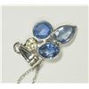 Image 2 : 30) 14K WHITE GOLD SAPPHIRE & DIAMOND PENDANT W/