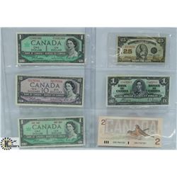 LOT OF 6 VARIOUS CANADA BANK NOTES
