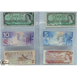 LOT OF 6 VARIOUS CANADA BANK NOTES