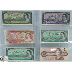 LOT OF 6 VARIOUS CANADA BANK NOTES