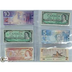 LOT OF 6 VARIOUS CANADA BANK NOTES