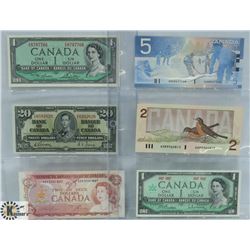 LOT OF 6 VARIOUS CANADA BANK NOTES