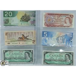 LOT OF 6 VARIOUS CANADA BANK NOTES