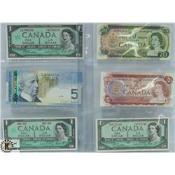LOT OF 6 VARIOUS CANADA BANK NOTES