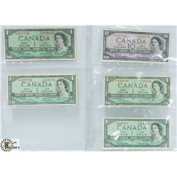 1954 LOT OF 5 CANADA STAR REPLACEMENT BANK NOTES