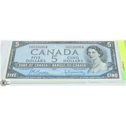 1954 $5 CANADIAN BILL SERIAL #IX6516004