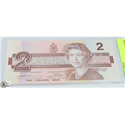 1986 $2 CANADIAN BILL SERIAL #EGF3639709