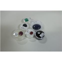 LOT OF 6 VARIOUS RUBY, EMERALD, SAPPHIRE AND