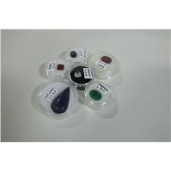 LOT OF 6 VARIOUS RUBY, EMERALD, SAPPHIRE