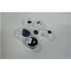 LOT OF 6 VARIOUS RUBY, EMERALD, SAPPHIRE