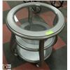 Image 1 : NEW 3 SHELF WOOD ROUND SILVER & GRAY END TABLE