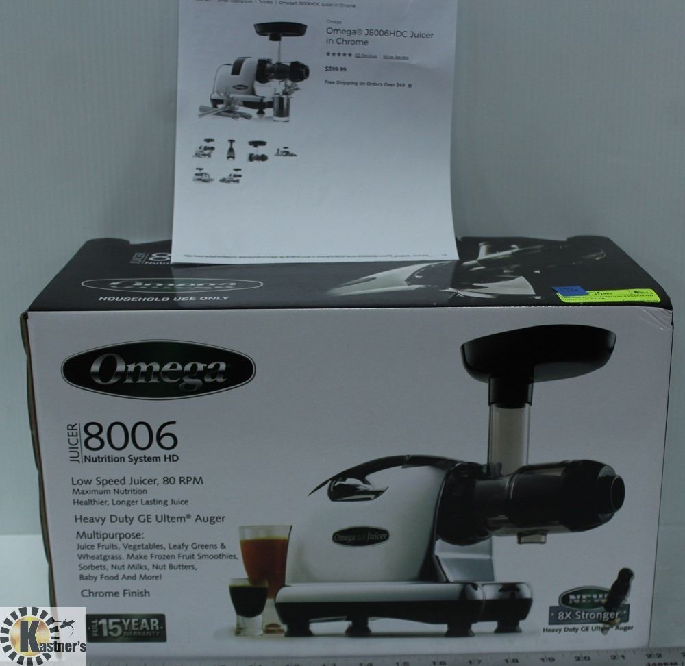 OMEGA 8006 NUTRITION SYSTEM HD JUICER. 15 YEAR Kastner Auctions
