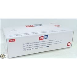 BOX OF 100 SIZE XLARGE DISTECH CLEAR VINYL MEDICAL