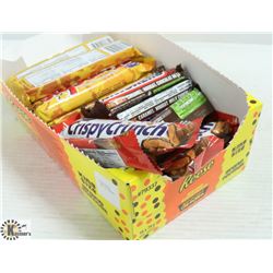 BOX OF CRUNCHIE, SNICKERS, CRISPY CRUNCH