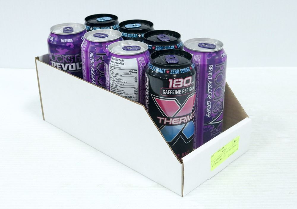 8 CANS ROCKSTAR ENERGY DRINKS, BLU RAZ & KILLER