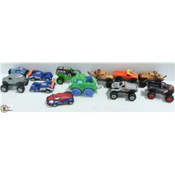 LOT OF VARIOUS MONSTER TRUCK TOYS ETC., USED