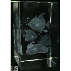 CRYSTAL HOLOGRAM MARINE SCENE DISPLAY PIECE