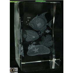 CRYSTAL HOLOGRAM MARINE SCENE DISPLAY PIECE