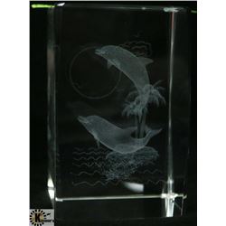 CRYSTAL HOLOGRAM DOLPHIN DISPLAY PIECE
