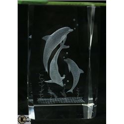CRYSTAL HOLOGRAM DOLPHIN DISPLAY PIECE