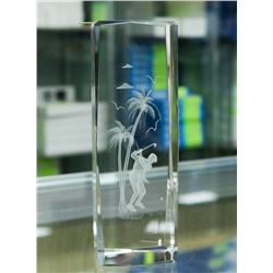 HOLOGRAMED CRYSTAL GOLFER DISPLAY PIECE