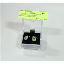 VINTAGE CORO SIGNED RHINESTONE EARRINGS