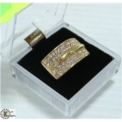 GOLD PLATED CZ STONE LADIES  RING SIZE 7-1/2