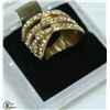 Image 1 : GOLD PLATED CZ STONE LADIES  RING SIZE 9