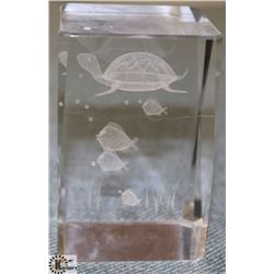 CRYSTAL HOLOGRAM SEA TURTLE DISPLAY PIECE