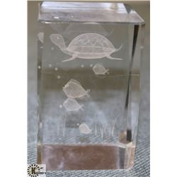 CRYSTAL HOLOGRAM SEA TURTLE DISPLAY PIECE