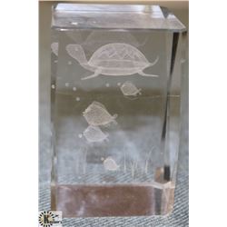 CRYSTAL HOLOGRAM SEA TURTLE DISPLAY PIECE