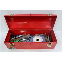 TOOL BOX W/ HAND WRENCHES, SOCKETS, PRY BARS ETC.