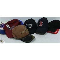 BOX OF 7 BASEBALL CAPS INCL. RANGERS,