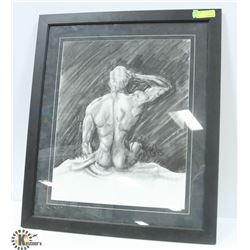 FRAMED MALE SKETCH ART PICTURE 27 X 32