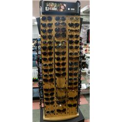 SUNGLASS DISPLAY RACK FULL OF SUNGLASSES MIXTURE OF ADULT & YOUTH SIZES