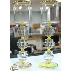 PAIR OF CANDLE HOLERS WITH GOLD TRIM