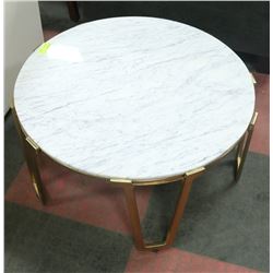 QUALITY BUILT MARBLE AND BRASS ROUND COFFEE TABLE