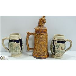FLAT OF BEER STEINS, 2 MADE IN WEST GERMANY