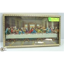 3 DIMENSIONAL FRAMED LAST SUPPER, 15 X 8