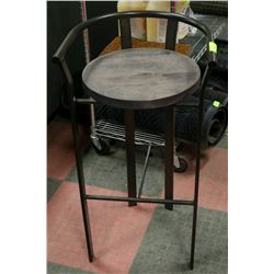 METAL BAR STOOL WITH RUSTIC WOOD SEAT, 30" SEAT