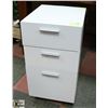 Image 1 : WHITE WOOD ROLLING FILE CABINET, 15 X 18 X 27