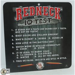 RED NECK IQ TEST PLAQUE MADE IN CANADA