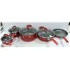 Image 1 : 9-PC NON-STICK RED POT SET WITH LIDS -