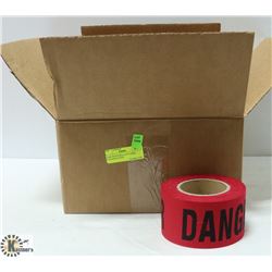 CASE WITH 8 ROLLS OF FABRIC FLAGGING IN RED